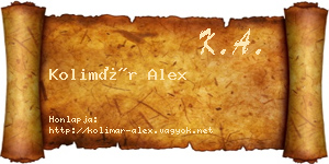 Kolimár Alex névjegykártya