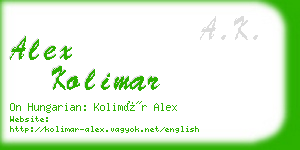 alex kolimar business card